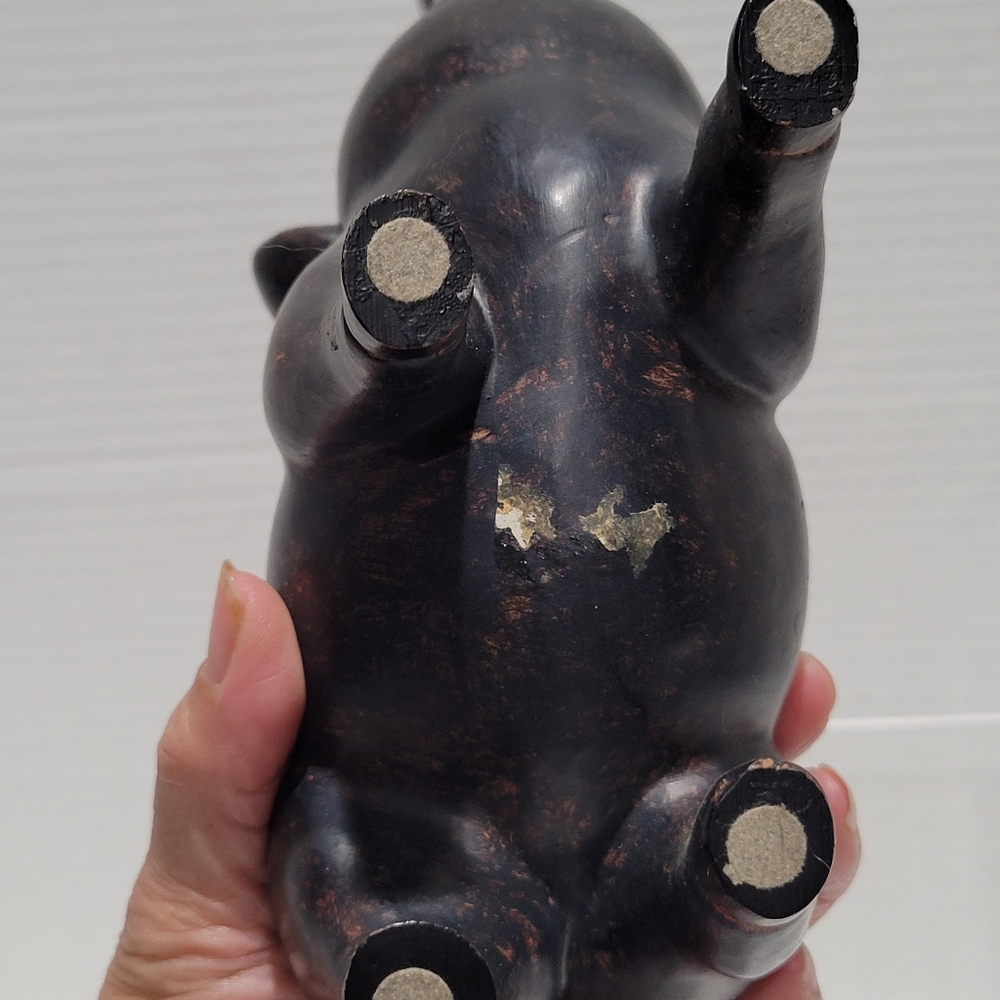 Pig Flying Sculpture Statue Dark Finish Resin Decor Vtg Country Farm - Picture 10 of 15